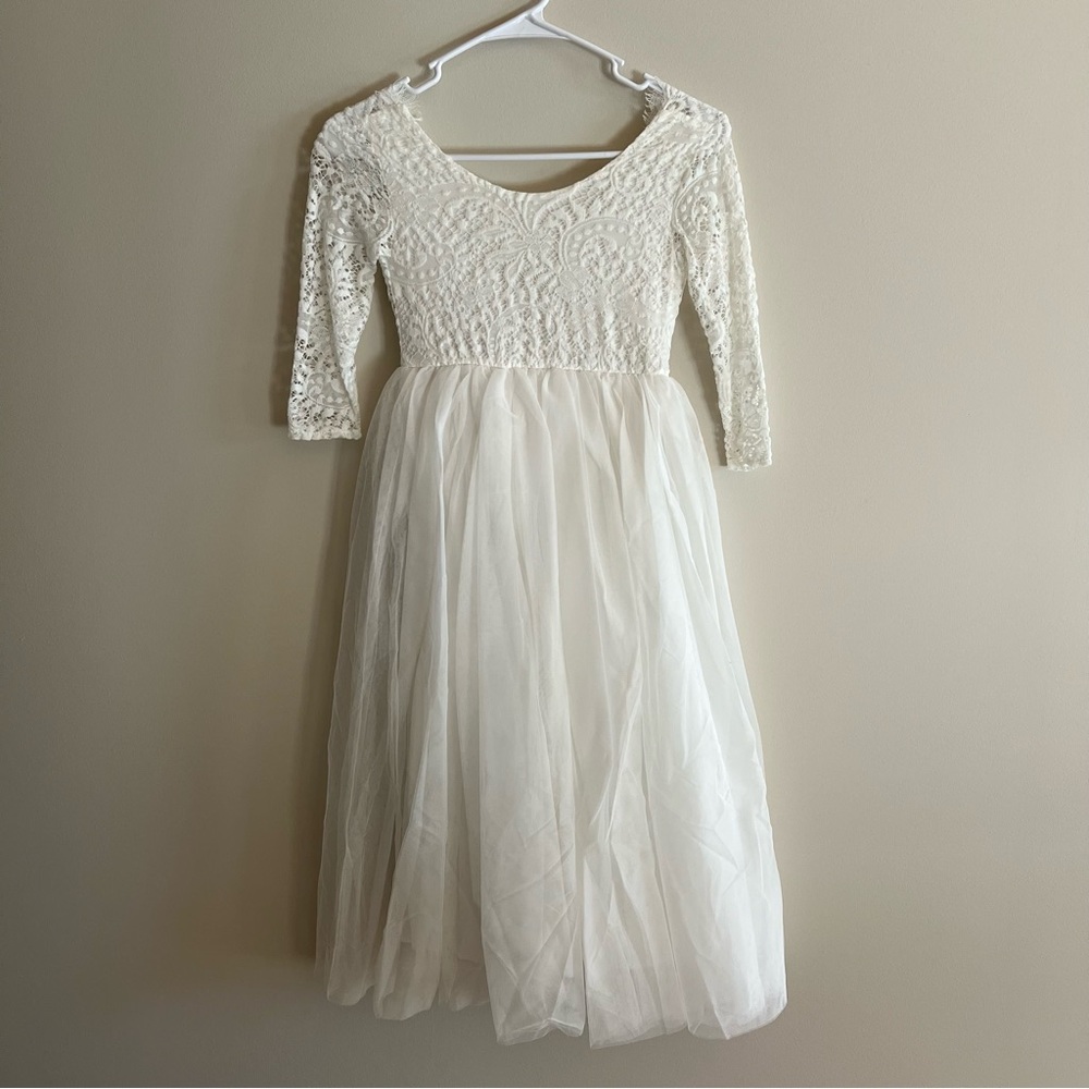 Flower girl white maxi dress